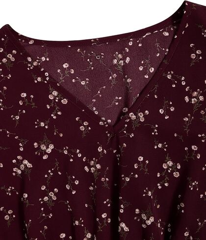 Floerns Women's Plus Size Boho Floral Wrap V Neck Short Sleeve A Line Dress in Saudi Arabia