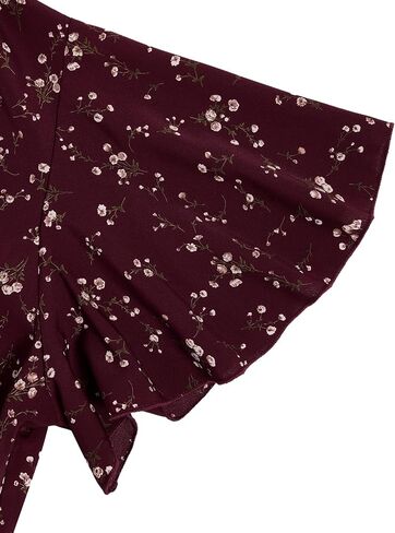 Floerns Women's Plus Size Boho Floral Wrap V Neck Short Sleeve A Line Dress in Saudi Arabia