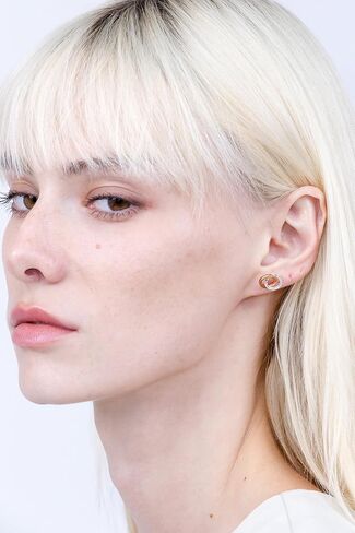 Hoops & Loops 925 Sterling Silver Double Interlocking Circles Dainty Polished Stud Earrings for Women and Teen Girls in Saudi Arabia
