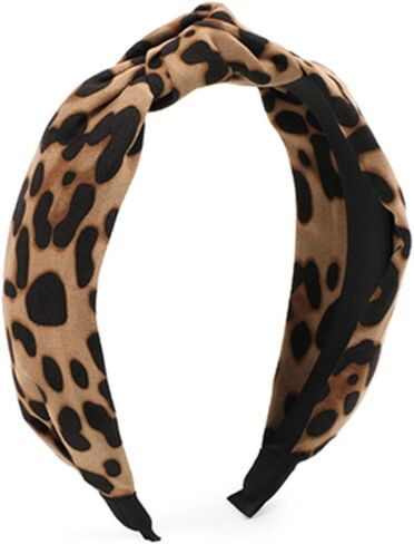 Leopard Headband Knotted Headbands for Women, Wide Knot Dot Hairbands Hair Band Accessories Birthday Christmas Gifts for Girls Light Coffee in Saudi Arabia