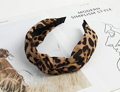 Leopard Headband Knotted Headbands for Women, Wide Knot Dot Hairbands Hair Band Accessories Birthday Christmas Gifts for Girls Light Coffee in Saudi Arabia