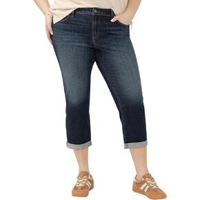 Silver Jeans Co. womens Elyse Mid Rise Capri Plus Size Jeans in Kuwait