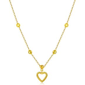 18K Real Gold Heart Necklaces for Women, Love You Forever Yellow Gold Heart Pendant Necklace Love Jewelry Gift for Her, Mom, Wife, Girl 18" in Saudi Arabia