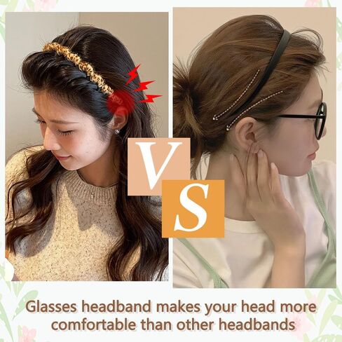 TOBATOBA 6Pcs Flex No Pressure Headbands No Headache Headbands for Women with Glasses, Comfortable Plastic Headbands with Teeth, Fashion Skinny Headbands Non Slip, Hair Accessories for Women Girls in Kuwait