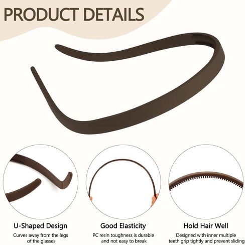 TOBATOBA 6Pcs Flex No Pressure Headbands No Headache Headbands for Women with Glasses, Comfortable Plastic Headbands with Teeth, Fashion Skinny Headbands Non Slip, Hair Accessories for Women Girls in Kuwait