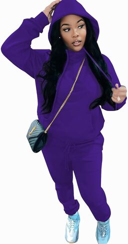 Yeshire Womens 2 Piece Sport Outfits Pullover Hoodie Sweatpants Set Joggers Casual Tracksuits Jumpsuits in Kuwait