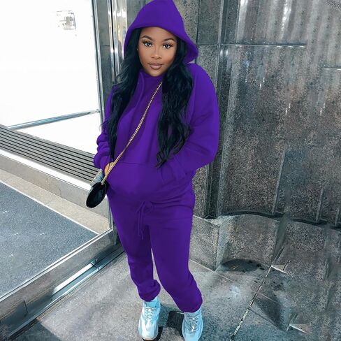 Yeshire Womens 2 Piece Sport Outfits Pullover Hoodie Sweatpants Set Joggers Casual Tracksuits Jumpsuits in Kuwait
