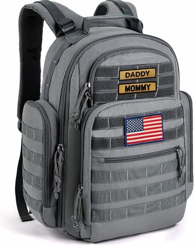 SHARKMOUTH Military Diaper Bag for Men: 100% Confident Carry for Dads | Tactical Masculine Style Dads Proud to Carry - Built Tough for Daily Parenting/Travel/Outdoor Adventures (Black) in Saudi Arabia