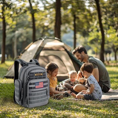 SHARKMOUTH Military Diaper Bag for Men: 100% Confident Carry for Dads | Tactical Masculine Style Dads Proud to Carry - Built Tough for Daily Parenting/Travel/Outdoor Adventures (Black) in Saudi Arabia