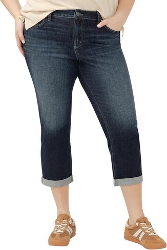 Silver Jeans Co. womens Elyse Mid Rise Capri Plus Size Jeans in Kuwait