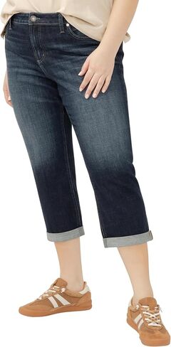 Silver Jeans Co. womens Elyse Mid Rise Capri Plus Size Jeans in Kuwait