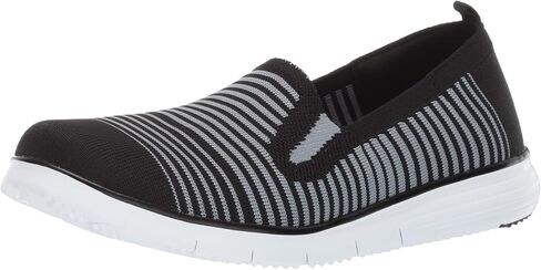 Propet Womens Travel Fit Striped Slip On Sneakers Shoes Casual - Black, Grey in Saudi Arabia