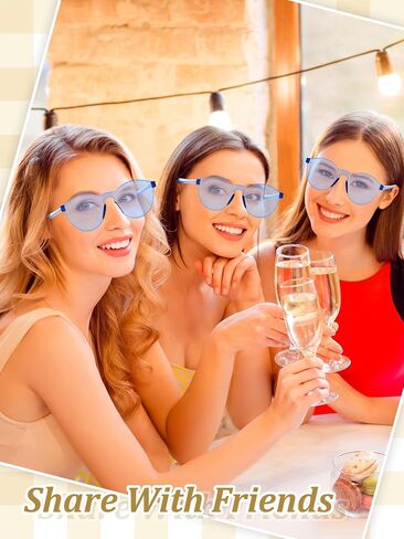 Hoteam 24 زوجًا من النظارات الشمسية المستديرة بدون إطار نظارات شمسية ملونة للحفلات نظارات شفافة بلون الحلوى للنساء والرجال والحفلات in Kuwait