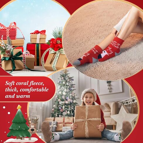 Ramede 24 Pairs Christmas Fuzzy Socks Cute Pattern Soft Christmas Socks Winter Warm Xmas Socks Plush Fluffy Womens Slipper Socks for Women Gift in Kuwait