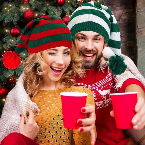 Liitrsh 6 Pcs Christmas Hat Knit Santa Hat Winter Knitted Striped Elf Beanie for Adults Teens Kids Chunky Warm Snow Wool Women Men's Hats and Caps Bulk for Holiday Costume, 6 Style in Saudi Arabia