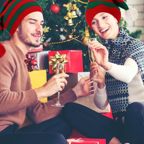 Liitrsh 6 Pcs Christmas Hat Knit Santa Hat Winter Knitted Striped Elf Beanie for Adults Teens Kids Chunky Warm Snow Wool Women Men's Hats and Caps Bulk for Holiday Costume, 6 Style in Saudi Arabia