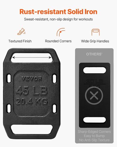 VEVOR Cast Iron Weights, 10LB Pair Weighted Weights with Straps, Adjustable Plate for Swings, Squat, Strength Training, Weightlifting, Fitness Workout in Saudi Arabia