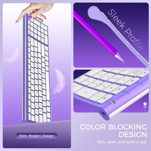 iClever BK10 Bluetooth Keyboard, Universal Bluetooth 5.1 Wireless Keyboard with Number Pad, Ergonomic Design, Multi-Device Compatibility, Stable Connection for Mac, iPad, iPhone, Android, Windows | Stable Connection for Mac,Windows,iPad,iPhone,Android in Kuwait
