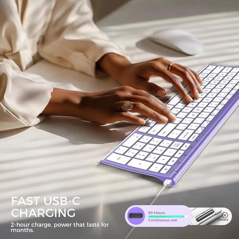iClever BK10 Bluetooth Keyboard, Universal Bluetooth 5.1 Wireless Keyboard with Number Pad, Ergonomic Design, Multi-Device Compatibility, Stable Connection for Mac, iPad, iPhone, Android, Windows | Stable Connection for Mac,Windows,iPad,iPhone,Android in Kuwait