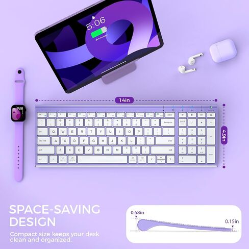 iClever BK10 Bluetooth Keyboard, Universal Bluetooth 5.1 Wireless Keyboard with Number Pad, Ergonomic Design, Multi-Device Compatibility, Stable Connection for Mac, iPad, iPhone, Android, Windows | Stable Connection for Mac,Windows,iPad,iPhone,Android in Kuwait