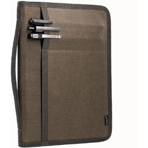 Zipper Journal Notebook Cover for 5.5 x 8.25 A5 Moleskine LEUCHTTURM Notebooks Journals Planners Sketchbooks Legal pads with Pen Holder, Water Resistant Cover, Classy Waxed Canvas, Olive