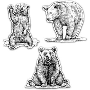 NORTHERN DOCK Waving Bear Decal Adventure Bear Decal Hi Five Bear Bumper Sticker (Three-Pack Combo)