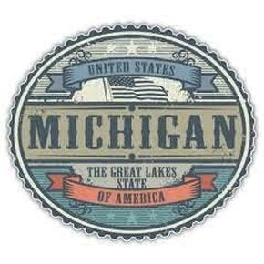 STICKY DUDE | Michigan USA State Solid Sticker Vinyl Waterproof 5" | Yeti Cup Cooler Box Decal Car Laptop Wall Window Bumper