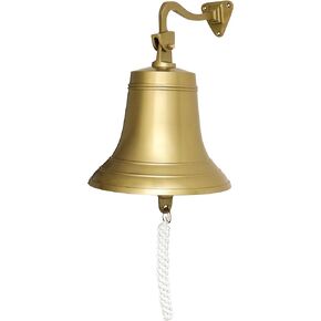 PORTHO Premium Ship's Bell Polished Marine Nautical Home Beach House Decorative Ornamental Indoor Outdoor Wall Mount Metal Bell (Brass Polished/Brass, 6X6 INCH)