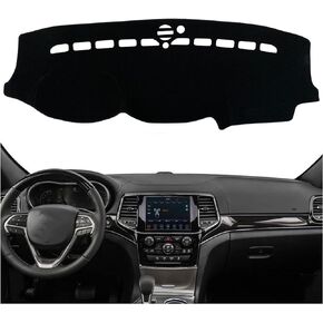 Dash Mat Cover Custom Interior Center Console Compatible with Jeep Grand Cherokee 2011-2021 Dashboard mat Covers Accessories (Black Rim)