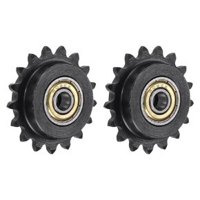 uxcell #25 Roller Chain Idler Sprocket, 8mm Bore 1/4" Pitch 19 Tooth Sprocket Tensioner, C45 Carbon Steel 25 Roller Chain Sprocket with Bearing for ISO 04C Chain, 2Pcs