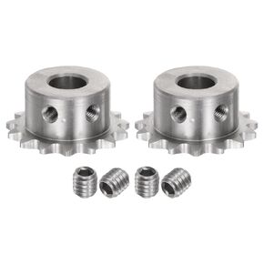 uxcell 2pcs Sprocket Type B Hub 10mm Bore, 1/4-Inch Pitch, 15 Teeth Stainless Steel Single Strand Roller Sprocket for Chain DIN/ISO No. 04C-1 and ANSI No. #25