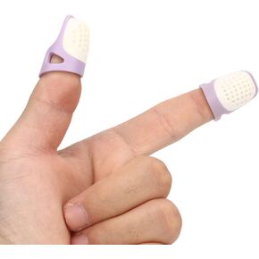 Rubber Fingers Tips,4 Pcs Silicone Thimble Purple Soft Elastic Silicone Finger Protectors,Fingertip Protector for Cross Stitch Sewing Embroidery