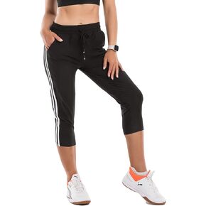 بنطلون رياضي Stanpetix Joggers للنساء - بنطال رياضي نسائي بجيوب للجري (كابري، أسود، متوسط) in Kuwait