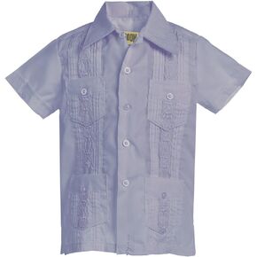 Platoon Kids Boys Guayabera Short Sleeve Cuban Shirt Wedding Beach - Toddlers & Juniors