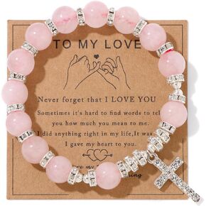 CWB&ADB Gift for Someone You Love Bracelet - Teen Gift - Pink White Purple Crystal Bracelet Girl Gift Trendy Things to always remember Love You - Someone You Love card