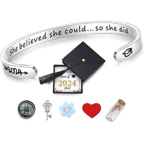 SAM & LORI 2024 Unique Graduation Gifts for Her-Graduation Cap Box-Adjustable Bracelet for 5th 8th Middle School High School College Grads
