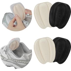 SIIHEA Tongue Pads for Shoe Too Big, Size Reducer, Non Slip Tongue Cushion Insert for Loose Shoe, Heel Pads Replacement Shoe Filler for Men Women, Size Large, Rubbing (2PairsBeigeBlack)