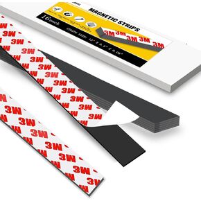 Magnetic Tape with Adhesive Backing, Strong Magnetic Strips Heavy Duty for Kitchen, Whiteboard, Fridge, and Tool Holder (8 PCS 0.5" X 12" and 4 PCS 1" X 12")…