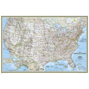 National Geographic United States Wall Map - Classic - Laminated (Poster Size: 36 x 24 in) (National Geographic Reference Map)