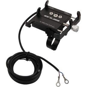 Motorcycle Phone Mount with USB Charger Socket Power Outlet 5V/2.5A Install on Handlebar/Mirror Bar,Aluminum Motorcycle Handlebar Mount Compatible with iPhone Samsung Phones (G-91)