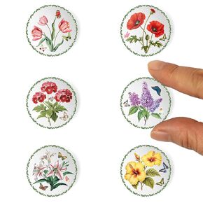 6PCS Handcrafted Miniature Ceramic Plates in 1:12 or 1:6 Scale, Vintage Porcelain playhouse dishes (2.3CM, Blue-White A)