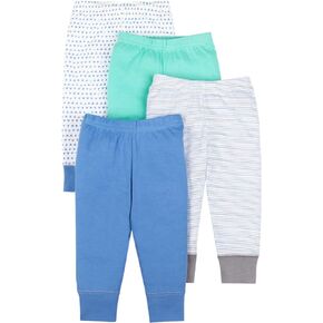 Lamaze Baby Boys' Super Combed Natural Cotton Pull on Jogger Pants, 4 Pack