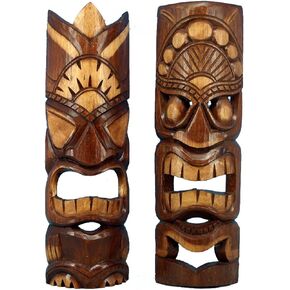 قناع تيكي طبيعي مقاس 19 بوصة مكون من قطعتين in Kuwait