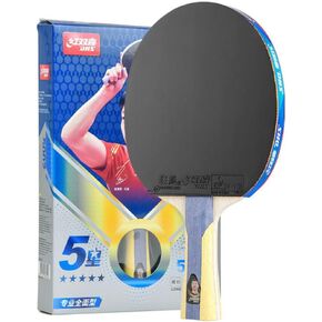 DHS New 5 Star Table Tennis Racket H5002/H5006, 5 Stars Series Pingpong Paddle Finished Bat Factory-Made Both Side Hurricane 3 Rubbers for All-Round Players