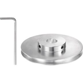 HARFINGTON V-Type Pulley 7mm Bore 100mm Outer Dia Single Groove Aluminum Alloy for 6mm PU Round Belt Motor Shaft Drilling Machine with Installations