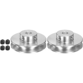 HARFINGTON 2 Set V-Type Pulley 6mm Bore 41mm Outer Dia Single Groove Aluminum Alloy for 3-5MM PU Round Belt Motor Shaft Drilling Machine