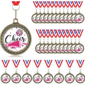 Kigeli Cheer Medals Cheerleading Cheerleader Award Medals Cheer Trophy 1st Place Medals Cheer Patriotic Medal with Neck Ribbons