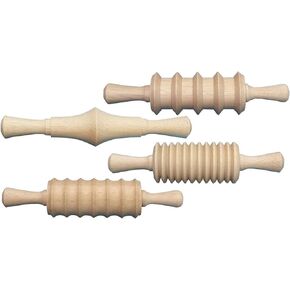 Creativity Street Wood Set, Assorted 4 Patterns, 6", 4/Pack Rolling Pin