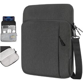 9-11 Inch Tablet Sleeve Carrying Case Shoulder Bag for iPad 9/8/7th 10.2, iPad Pro 11 M4 M2 2024, iPad Air 11" 2024, iPad Air 5/4 10.9, iPad 10th 10.9, Galaxy Tab A9+/S9 FE/A8, Black&Gray