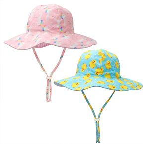 2 Pack Baby Sun Hat for Boys and Girls,Toddler Kids Summer Wide Brim Hats for Outdoor Outdoor Anti-UV